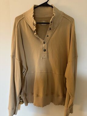 aerie Snap-Front Ribbed Collar Sweater - Brown